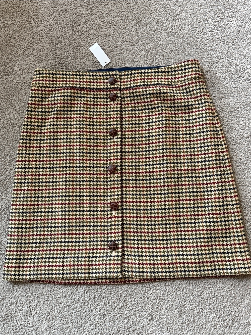 Talbots Multicolor Houndstooth Button-Front Mini Skirt! - Picture 2 of 11